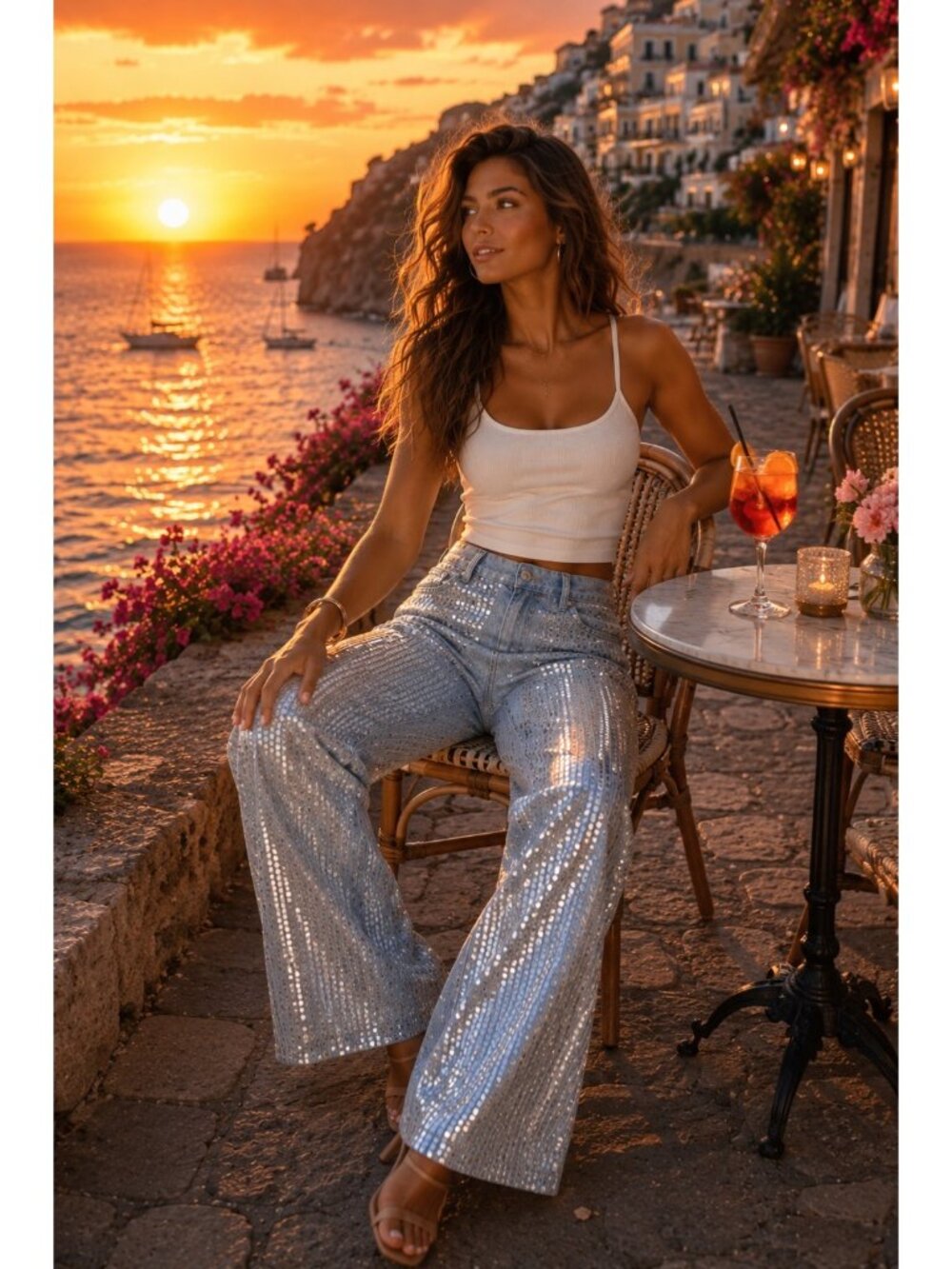 Pilcro Sequin Skater High-Rise Wide-Leg Jeans Size 27 New